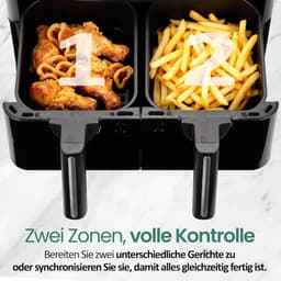 Dubbele Airfryer - Heteluchtfriteuse - Gezond Frituren - Sync Finish Functie - 72L (2x36L) - Zwart — thumbnail 2