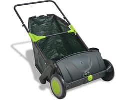Gazonveegmachine - Tuinreiniger - Gazon Onderhoud - Verstelbare Hoogte - 103 liter - Zwart Groen