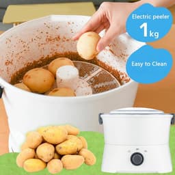 Automatische Aardappelschiller - Elektrische Schilmachine - Snel Groenten Schillen - Krachtige Koperen Motor - 1.7kg Capaciteit - Wit — thumbnail 4