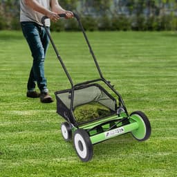 Handgrasmaaier 5 messen - Stille grasmaaier - Gazononderhoud - Milieuvriendelijk en CO2-arm - 16 inch breed - Groen — thumbnail 1