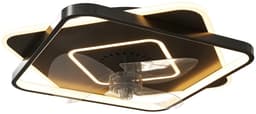 Plafondventilator met Verstelbare LED Verlichting, Timer & Afstandsbediening - Plafond Lamp met Stille Ventilator - Plafonniere - LED - 3000/4500/6500K - Ø53 cm - 6 Snelheden - Zwart + Doorschijnend + Transparant — thumbnail 1