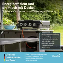 Gas Plancha Grill 4 Branders 60x50 cm met Deksel – Draagbare Tafel Gasbarbecue met Anti-aanbak Grillplaat & Vetopvangbak – 10 kW Camping & Tuin Grill – HomebyNicole — thumbnail 4