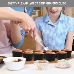 4-delige herbruikbare muffinblikken van siliconen voor airfryer en oven, BPA-vrij, ideaal voor mini muffins en snacks, grijs en zwart — thumbnail 6