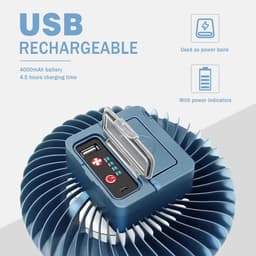 LED Campinglamp met Ventilator – Oplaadbaar via USB, 2-in-1 Outdoor Lamp & Powerbank — thumbnail 3