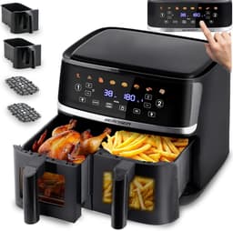 Heteluchtfriteuse Dubbele Kamer - Airfryer XXL - Gezond Frituren - 2 Kijkvensters - 102 Liter - Zwart — thumbnail 1