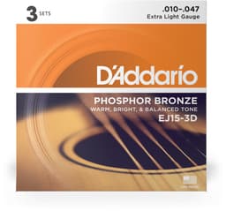 D'Addario EJ15-3D 3-Pack Western Snaren (10-47) — thumbnail 3