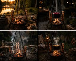 Muntel® BBQ Tripod - Driepoot -Inclusief Pot - Inclusief Rooster - Inclusief Vis Rookplankjes - Inclusief Vuurschaal - 65 x 180 cm — thumbnail 2