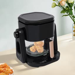 Heteluchtfriteuse - Airfryer Frituur - Gezond Bakken - Doorzichtige Mand - 45 Liter - Zwart — thumbnail 2