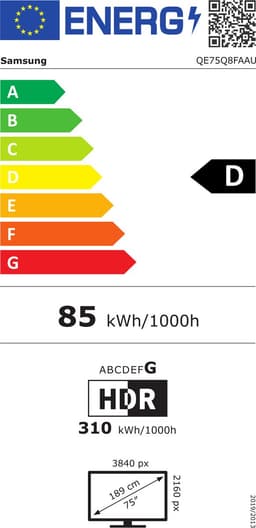 Samsung QE75Q8F - Televisie - QLED - 4K - Ultra HD - HDR-ondersteuning - Smart TV - Tizen - Wifi - Grijs - Benelux model — thumbnail 2