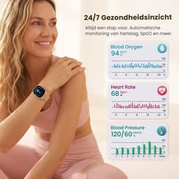 Avalue Smartwatch Dames & Heren - 1,8" AMOLED - Bluetooth Bellen - Hartslag & Bloedzuurstof - Slaaptracker - - Meerdere Sportmodi - Geschikt voor Android en iOS - Rose Gold en Wit — thumbnail 10