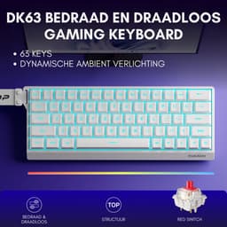 EWEADN Mechanisch Gaming Toetsenbord 60% Draadloos - RGB Verlichting - Rode Switches - Compact Mini Keyboard - Wit — thumbnail 5