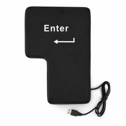 Enter Knop XXL - Anti Stress Kussen - USB Aansluiting - Werkt Als een Echte Enter Knop - 5.5 x 20 x 10 cm - Zwart — thumbnail 2