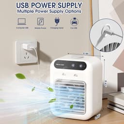 Ventilator - Tafelventilator - Mini-airconditioners - 25 W oplaadbare draagbare AC-unit, persoonlijke koelventilator met 2 snelheden & 2 koelspraystanden – Kleine airconditioner voor slaapkamer, kantoor en buiten — thumbnail 3