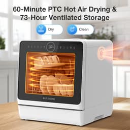 BLITZHOME Vaatwasser BH-4-CDW – compacte tafelmodel, 5L, 8 programma’s, 360° sproeiarmen, hete-lucht droging, app-besturing, kinderslot, EU-stekker — thumbnail 6
