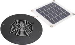 Afzuigventilator op Zonne-energie - Ronde Ventilator - Luchtcirculatie Buiten - Geruisloos Ventilatiesysteem - 10W Paneel - Zwart — thumbnail 5