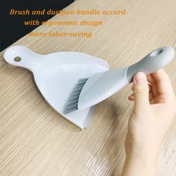 Stoffer en blik - Mini bezem - Bureau schoonmaken - Ergonomisch ontwerp - 1 stuk - Gebroken wit — thumbnail 4