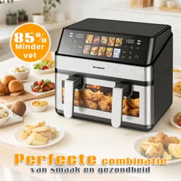 Sinaopus XXL Airfryer 8.5L – Met Dubbele Mand – 10 Kookprogramma’s – Onafhankelijke Snelle Opwarming – Geschikt voor Gezinnen – Kijkvenster – Eenvoudig te Reinigen – Capaciteit voor 4 tot 5 Personen — thumbnail 4
