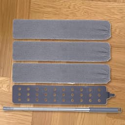 Intrekbare stofreiniger - Herbruikbare dweil - Efficiënt afstoffen - 360 graden draaibare kop - 42 cm - Grijs — thumbnail 3