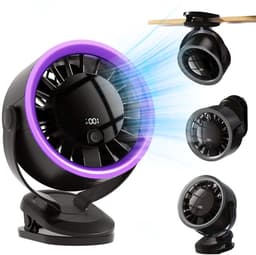 KZQ 360 Graden Draaibare Veiligheidsventilator Met Usb Opladen En Verstelbare Clip - 100 Windsnelheden Van Sterk Abs Materiaal - Voor Thuis Reis En Buiten - Paars — thumbnail 1