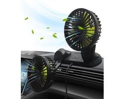 KZQ Draagbare Autoventilator Met Dubbele Kop Usb Aansluiting Voor Dashboard 3 Standen Krachtige Autofan 360 Graden Draaibaar — afbeelding 1