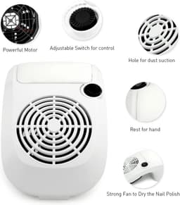 Nagelstofafzuiger - Nagelstofcollector - Nagelsalon - Verstelbare Ventilator - 40W - Wit — thumbnail 3
