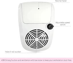 Nagelstofafzuiger - Nagelstofcollector - Nagelsalon - Verstelbare Ventilator - 40W - Wit — thumbnail 2
