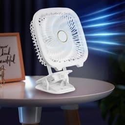 Bureauventilator - Tafelventilator USB - Ruimte Koelen - 4-in-1 met LED - 10.6x19.4x10.6 cm - Wit — thumbnail 4