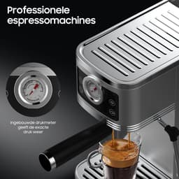 AIMASON CM1660 Halfautomatische Espressomachine - 1350W Semi-Automatische Espresso Koffiemachine - 20 Bar Ulka-pomp – Melkopschuimer – 1,3 L Watertank – RVS — thumbnail 3