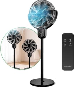 Erikssøn Statiefventilator - Stil En Krachtig 45W - 8 Snelheden - Verstelbaar - Staande Venitlator - Zwart — thumbnail 1