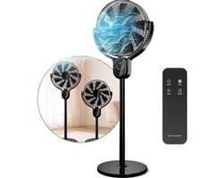 Erikssøn Statiefventilator - Stil En Krachtig 45W - 8 Snelheden - Verstelbaar - Staande Venitlator - Zwart — afbeelding 1
