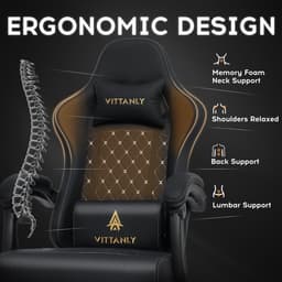 Vittanly - Game Stoel - Gaming Stoel - Gaming Stoel - Ergonomische Bureaustoel - Gamestoel - Verstelbaar - Gaming Chair - Inclusief voetensteun - Blauw — thumbnail 4