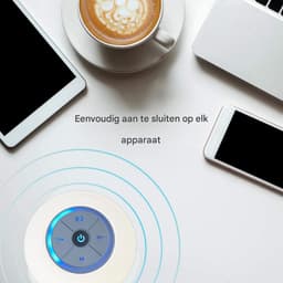 TOVBMUP Waterdichte Bluetooth-doucheluidspreker - Draadloze draagbare audio - Ingebouwde bedieningsknoppen - Luidspreker - Sterke zuignap - Geschikt voor badkamer, zwembad, auto, strand, binnen- en buitengebruik - Wit — thumbnail 3