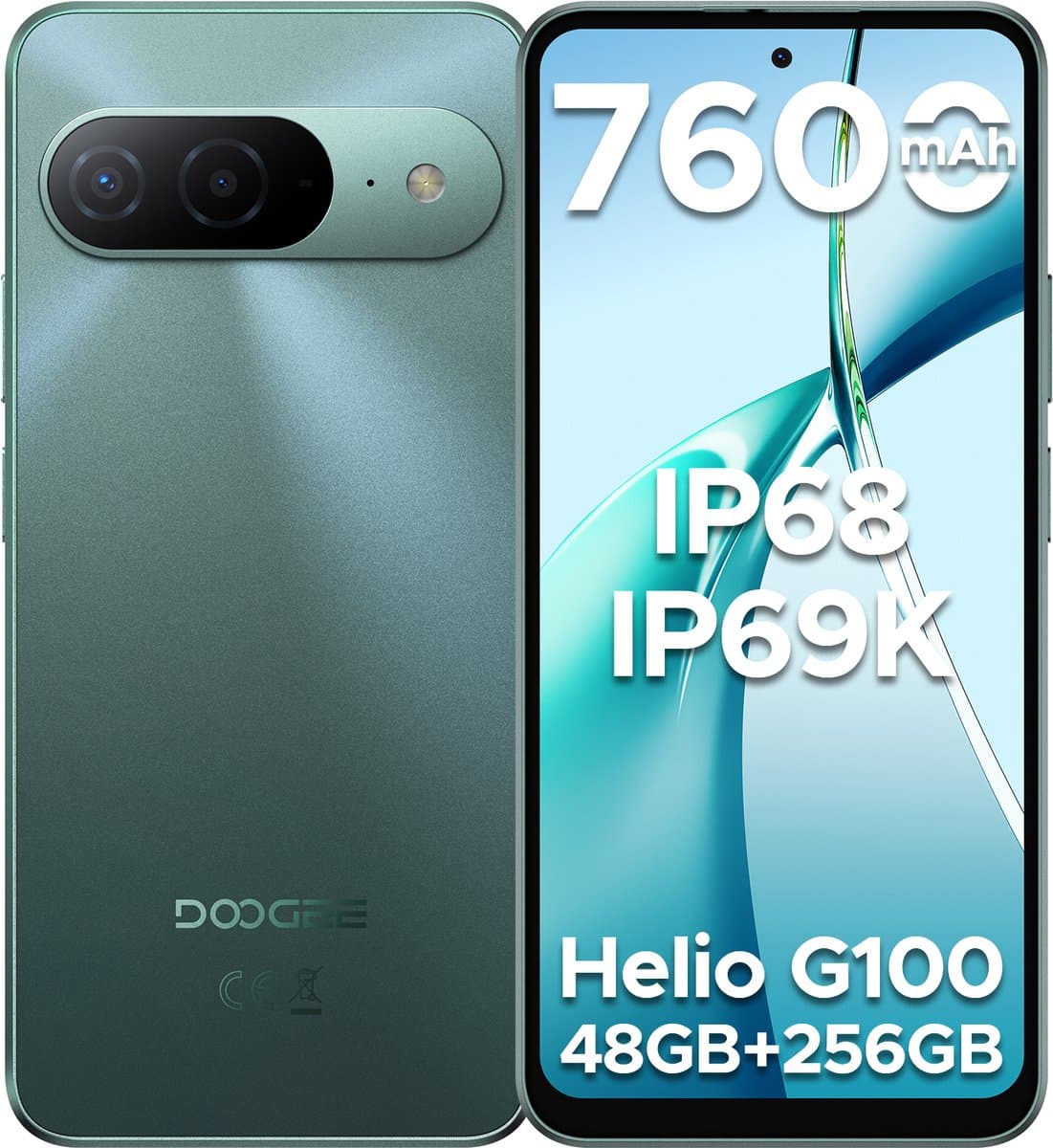 DOOGEE B10 4G - Robuuste smartphone - Robuuste telefoon - 48GB RAM + 256GB ROM (2TB/TF) - 6,63 inch FHD 120Hz - 7600mAh/33W - IP68/IP69K - Helio G100 - Android 16 - NFC - Vingerafdruk - Gezichtsherkenning — afbeelding 1