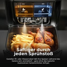 Heteluchtfriteuse - Airfryer XXL - Gezond Koken - Olie en Waterspray - 72 Liter - Zwart — thumbnail 4