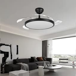 Plafondventilator met Lamp - Braytron - Aanpasbare Lichtkleur 3000K-4000K-6500K - Afstandsbediening - Dimbaar - Zwart — thumbnail 2