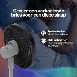 Dynter Staande Ventilator – Statiefventilator - Roterende ventilator – In hoogte verstelbaar & opvouwbaar (80 tot 125 cm) – Draaibare kop - Krachtig en geruisloos - Zilvergrijs – Diameter: Ø46.5 cm (AV25G) — thumbnail 3