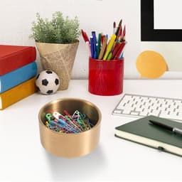 Papierclip Houder en Opbergdoos in Goud, RVS Bowl voor Kantoorbenodigdheden en Kleine Onderdelen, Ideaal voor Bureauorganisatie — thumbnail 4