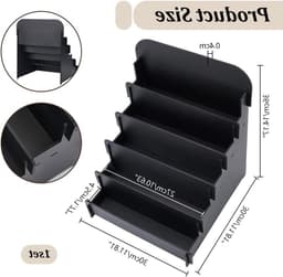 Multifunctionele Houten Kaart Houder met 5 Niveaus voor Verjaardagskaarten, Stickers en Retail Showcase - 30x30x36cm, Zwart — thumbnail 5