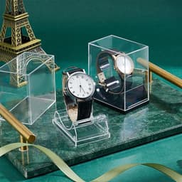 Stijlvolle Horloge Stand Box met 2 Kleuren, Acryl Houder voor Armbanden en Horloges, Perfect als Cadeau voor Mannen en Vaderdag — thumbnail 4