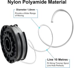 6 stuks nylon spoelen – Voor LIDL Parkside PRT 550 A1/A3, PRTA 20-Li, 10m Ø1,6mm — thumbnail 4