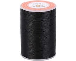 Waxed Leather Yarn 160 m in 6 Kleuren voor Leerwaren, DIY Projecten en Handgemaakte Creaties, 0.45 mm (Zwart)
