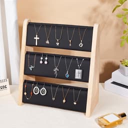 Houten Kettingenhouder met 3 Niveaus voor Sieraden, Organisator en Display voor Woonkamer, Kerstcadeau en Decoratie, 31 x 13.7 x 34cm — thumbnail 3