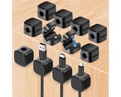 Magnetische kabelclips voor kabelbeheer, sterke adhesieve desktop kabelhouders, 12 stuks voor thuis en kantoor, ideaal voor het verbergen van oplaadkabels