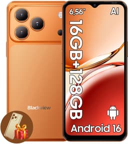 Blackview WAVE 7C Smartphone - 4G AI - DUAL SIM - 16GB RAM - 128GB ROM - Android 16 Telefoon - 6,56 inch - 5000mAh - GPS - Oranje — thumbnail 1