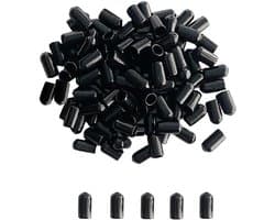 Rubber eindkappen voor schroeven - 400 stuks, 6mm, zwarte ronde buis, isolerende en flexibele bescherming voor schroefdraad