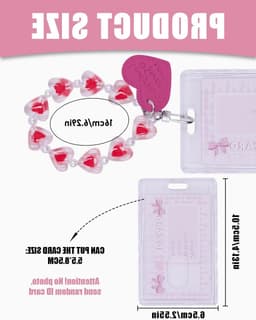 ID Kaarthouder met Retractable Keychain en Transparante Bescherming voor Studentenkaart - Inclusief Roze Hart Pendant en Verticale Opstelling — thumbnail 5