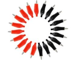 20 Stuks Krokodilklemmen, 35MM Metalen Alligatorclips voor Elektrische Metingen en Proefopstellingen in Zwart en Rood