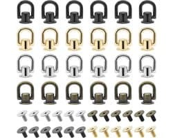 24 Stuks D Ring Bouten, 180° Draaiende Messing Rivet Knoppen met Opbergdoos voor DIY Handgemaakte Tassen, Leren Ambacht, Rugzakken en Portemonnees