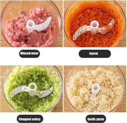 Handmatige Voedsel chopper - Keukenmachine Groente - Snel Ingrediënten Snijden - Geluidsarm Zwengelontwerp - 14.3 cm Hoog - Wit — thumbnail 5