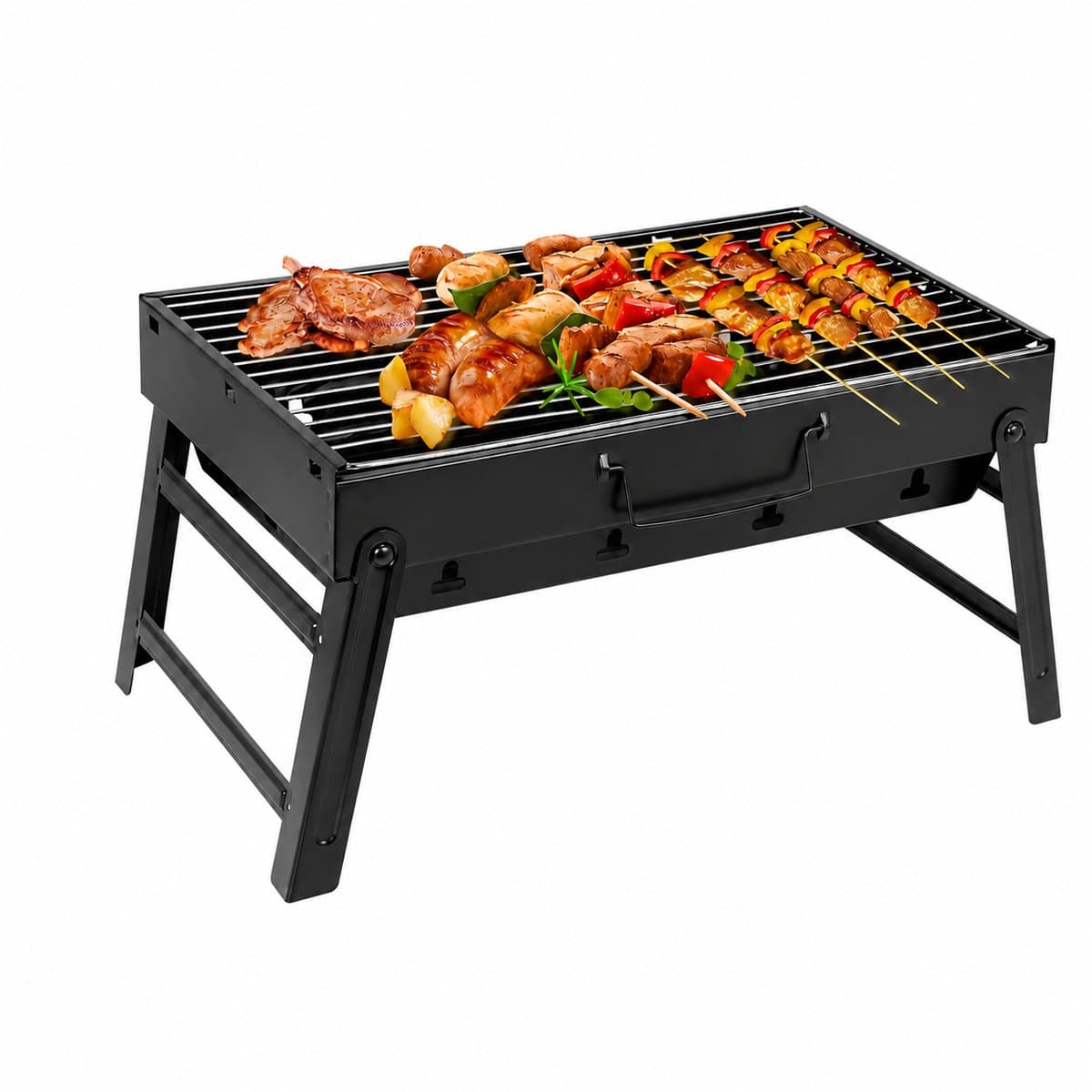 Houtskool BBQ Grill - Opvouwbaar - Draagbare Barbecue - RVS - Zilver — afbeelding 1